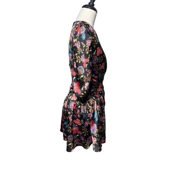 MISA Los Angeles Short Sleeve Silky Floral Mini Dress Size XS - Picture 3 of 5